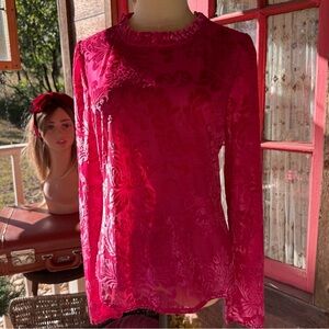 Anthropologie Sheer Velvet Burn-out Top